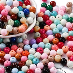 Разноцветный Непрозрачные акриловые бусины, круглые, красочный, 7~7.5x7.5~7.8x7.5~7.8 мм, отверстие : 1.6 мм