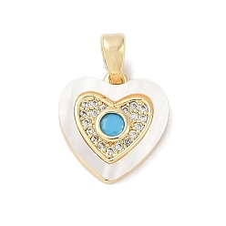 Голубой Латунные микро проложить кубического циркония подвески, без кадмия, без никеля и без свинца, с оболочкой, сердце прелести, голубой, 13.5x13x3 мм, отверстие : 4 мм