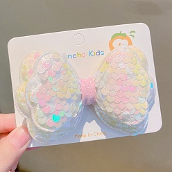 (7BDF) Прозрачный морозный бирюзовый Заколка для волос из фетровой ткани с пайетками из кожи аллигатора, с зажимом из сплава, призрачный белый, 90x60x22 мм