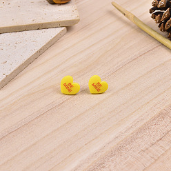 Золотистый Смола серьги, сердце со словом быть моим, золотые, 16x17 мм