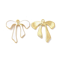 Белый Сплав эмали прелести, без кадмия, без никеля и без свинца, золотые, очарование бантом, белые, 26.5x26x3.8 мм, отверстие : 1.5 мм