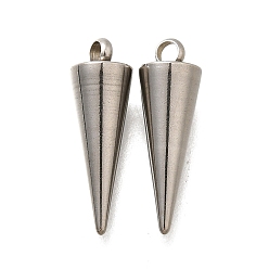 Нержавеющая Сталь Цвет 201 подвески из нержавеющей стали, конус прелести, цвет нержавеющей стали, 18.5x5.5 мм, отверстие : 1.8 мм