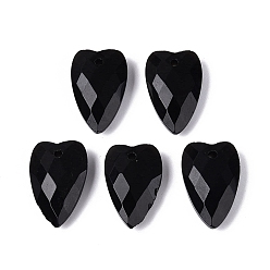 Black Onyx Подвески из натурального черного оникса, окрашенная и подогревом, сердце прелести, граненые, 18~20x12~13x5.5~6 мм, отверстие : 1~1.6 мм