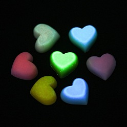 Mixed Color Luminous Resin Cabochons, Heart, Glow in Dark, Mixed Color, 12x13x6.7mm