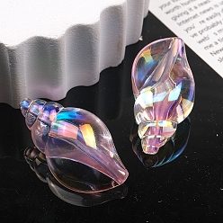 Pink Uv акриловые покрытия бусины, формы раковины, розовые, 38.2x21.8 мм, отверстие : 2.4 мм