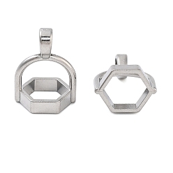 Нержавеющая Сталь Цвет Не тускнеет 304 колпачки из нержавеющей стали, шестиугольник, цвет нержавеющей стали, 18x13x10 мм, отверстие : 5x3 мм, Внутренние размеры: 8x9.5 mm