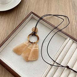 Белый Навахо Геометрический кулон в виде воздушного змея из смолы, на черном вощеном шнуре, длинная регулируемая цепочка для женщин., навахо белый, 33.46 дюйм (85 см), Размер кулона: 7см