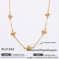 Звезда 316Ожерелья из хирургической нержавеющей стали с звеньями для женщин, реальный 18 k позолоченный, звезда, 16.34 дюйм (41.5 см), удлинитель 50мм, Кулон : длиной 12.5 мм 