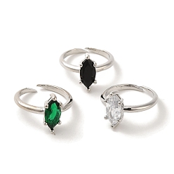 (52) Непрозрачная лаванда Реечное покрытие латунь микро паве кубический цирконий регулируемые кольца, кольцо-солитер, долговечный, без свинца и без кадмия, лошадиный глаз , разноцветные, регулируемый