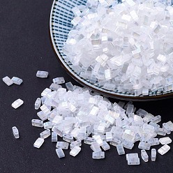 (HTL2549) Хрустальный Шелковый Атлас AB Миюки половина бусины тила, японский бисер, 2 отверстие, (htl 2549) кристалл аб шелковый атлас, 5x2.3x1.9 мм, Отверстие : 0.8 мм , около 1250 шт / 50 г