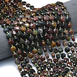 Океанический Джаспер Океан Природный яшмы бисер нитей, граненый шестиугольный разрез, плоско-круглые, с бисером, 8~8.5x5 мм, отверстие : 0.8 мм, около 36 шт / нитка, 15.16''~15.24'' (38.5~38.7 см)