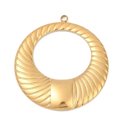 Настоящее золото 18K 304 подвески из нержавеющей стали, ионное покрытие (ip), кольцо очарование, реальный 18 k позолоченный, 36.5x34x3 мм, отверстие : 2 мм