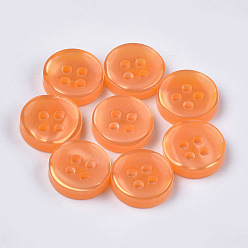 Оранжевый Пуговицы из смолы, 4-луночное, плоско-круглые, оранжевые, 11.5x3 мм, отверстия: 1.6 мм, около 1000 шт / мешок