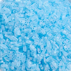 (QTL148FR) Matte Transparent Aqua AB MIYUKI Quarter TILA Beads, Japanese Seed Beads, 2-Hole, (QTL148FR) Matte Transparent Aqua AB, 5x1.2x1.9mm, Hole: 0.8mm, about 4800pcs/100g