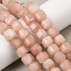 Персиковый Слойка Бусины из натурального белого нефрита, граненые настольные бусины в форме куба, окрашенные, розовые, 7.5~8x8x8 мм, отверстие : 1 мм, около 37 шт / нитка, 11.81'' (30 см)