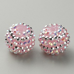 Розовый Полосатый узор из смоляных стразов, круглые, для ювелирных изделий diy, брелки и ручки с бусинами, светло-розовый, 19.5~20x17.5 мм, отверстие : 2.8 мм