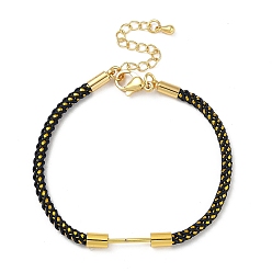 Прусский Синий Плетеный браслет из нейлонового шнура, с золотистым оттенком 304 застежки-клешни из нержавеющей стали и латунная фурнитура, берлинская лазурь, 6-7/8 дюйм (17.5 см), штифты : 1 мм