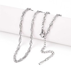 Нержавеющая Сталь Цвет 3.2мм 304 ожерелья из нержавеющей стали сингапурской цепочкой, не тускнеет, цвет нержавеющей стали, 15.94 дюйм (40.5 см)