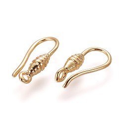 Golden Brass Earring Hooks, with Vertical Loop, Golden, 13.5x6x2.5mm, Hole: 1.2mm, 20 Gauge, Pin: 0.8mm