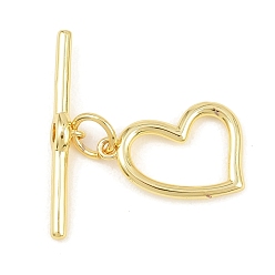 Настоящее золото 18K Застежки-тоглы в форме сердца из латуни, без кадмия и без свинца, долговечный, реальный 18 k позолоченный, 4.5~11.5x16.5~25.5x1.5~4 мм, отверстие : 1.2~1.4 мм