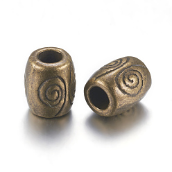 Античная Бронза Сплавочные овальные бусины тибетского стиля , без свинца и без кадмия, баррель, серебро , длиной около 7 мм , шириной 6 мм , отверстие : 2.5 мм