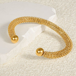 Настоящее золото 18K 304 браслеты-манжеты из нержавеющей стали для женщин, реальный 18 k позолоченный, внутренний диаметр: 2-5/8 дюйм (6.8 см)