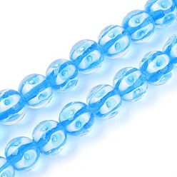 Темно-Голубой Бусы лэмпворк ручной работы, бусина в бусине, круглые, глубокое синее небо, 12~12.5 мм, отверстие : 1.4~1.6 мм, около 45 шт / нитка, 19.29 дюйм (49 см)