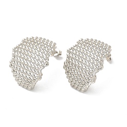 Platinum Rack Plating Brass Hollow Twist Stud Earrings for Women, Cadmium Free & Lead Free, Platinum, 28.5x23mm