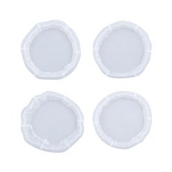 Плоский Круглый Diy нерегулярные подставки силиконовые формы, формы для ковриков для чашек, формы для литья смолы, плоско-круглые, 116~127x9 мм, 4 шт / комплект