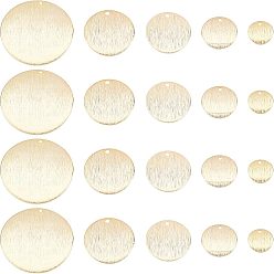 Настоящее золото 24K 20шт 5 стиль латунные подвески, плоско-круглые, реальный 24 k позолоченный, 10~28x0.5~1 мм, отверстие : 1.2~1.6 мм, 4 шт / стиль