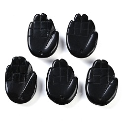 Черный Камень Натуральный черный камень подвески, хамса руки, 26~27x18.5~19x6~6.5 мм, отверстие : 1.5 мм