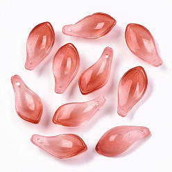 Оранжево-Красный Двухцветные стеклянные подвески, лепесток, оранжево-красный, 22~23x11x6 мм, отверстие : 1.2 мм