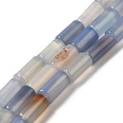 Светлый Стально-синий Природный агат бисер нитей, окрашенная и подогревом, колонка, светло-стальной синий, 8~8.5x14.5~16 мм, отверстие : 1.6 мм, около 12 шт / нитка, 7.20~7.48'' (18.3~19 см)