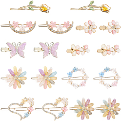 Platinum & Light Gold 4 сумки 2 стили заколки для волос из сплава и смолы, платина и светлое золото, 39~71x19~37x6~12 мм, 2 сумки / стиль