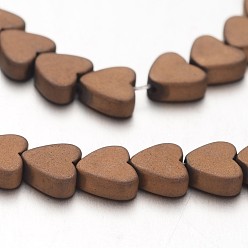 с Покрытием Меди Гальванизировать немагнитных синтетический гематит бисер пряди, матовые, сердце, с медным покрытием, 6x6x2 мм, отверстие : 1 мм, около 80 шт / нитка, 15.7 дюйм