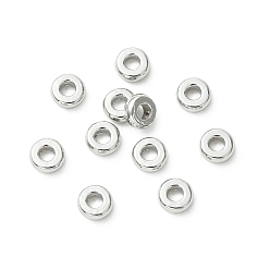 Real Platinum Plated SHEGRACE Brass Beads, Cadmium Free & Nickel Free & Lead Free, Flat Round, Real Platinum Plated, 3x1mm, Hole: 1.2mm