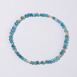 Gemstone Эластичные браслеты с драгоценными камнями и латунными бусинами, составные браслеты для женщин, круглые, 6.89 дюйм (17.5 см)