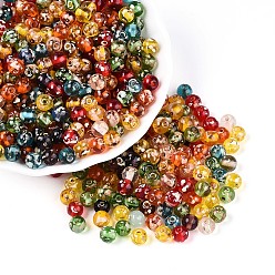 (52) Непрозрачная лаванда Краска для выпечки пикассо стеклянные бусины, круглые, разноцветные, 6~6.5 мм, отверстие : 1.2~1.6 мм, Около 1550 шт / фунт