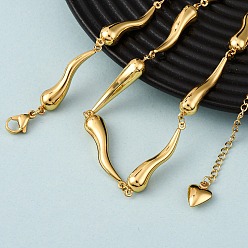 Рог 304 ожерелья из звеньев цепи из нержавеющей стали для женщин, золотые, итальянский рог, 20.04 дюйм (50.9 см)