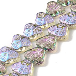 Средняя Орхидея Прозрачные стеклянные бусины гальваническим пряди, с половиным покрытием цвета радуги, череп головы, средне орхидеи, 16x19x7 мм, отверстие : 1.2 мм, около 40 шт / нитка, 24.57 дюйм (62.4 см)