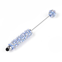 Васильковый Стилус для сенсорного экрана с имитацией жемчуга и полимерной глиной, инкрустированный стразами, железная ручка из бисера, для индивидуальной ручки с ювелирными бусинами, васильковый, 140~142x16~18 мм