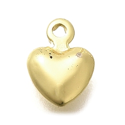 Настоящее золото 18K Стойки обшивки латунные подвески, сердце прелести, долговечный, без свинца и без кадмия, реальный 18 k позолоченный, 7.5x5.5x2 мм, отверстие : 0.8 мм