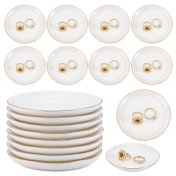 Круглые Фарфоровые безделушки, ювелирные пластины, лотки для хранения колец, , Серьги, бежевые, круглые, 10.25x1.3 см