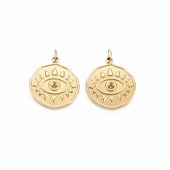Echt 14 k vergoldet Ionenplattierung (IP) 304 Edelstahlanhänger mit Strasssteinfassungen, mit Ringe springen, Flachrund, echt 14 k vergoldet, für 2 mm Strass, 17x15x2 mm, Bohrung: 3 mm, Sprungring: 4x0.5 mm, 2.5 mm Innen Durchmesser