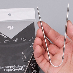 Нержавеющая Сталь Цвет Круговые спицы из нержавеющей стали, устойчивые к потускнению, с волшебной петлей, цвет нержавеющей стали, 234x23 мм