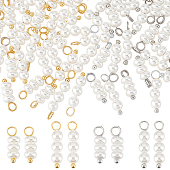 Платиновый & Золотой 60шт 4 стили подвески из ракушек и жемчуга, с медными петлями, белые, круглые и круглые, платиной и золотом, 15~18 мм, 15 шт / стиль