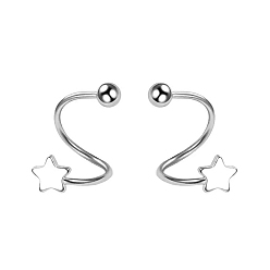 Серебро S925 серебряные серьги-кольца в форме сердца и звезды, серьги в форме пятиконечной звезды в форме буквы S