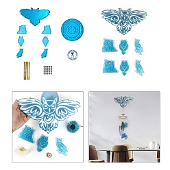 Темно-Голубой Силиконовые формы для изготовления колокольчиков из пищевого силикона, формы для литья смолы, с алюминиевой трубкой, сова, глубокое синее небо, Сова: 112x6 мм, 29 шт / комплект