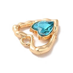 Темно-Голубой Панданты из сплава для покрытия стойки, со стеклом, без никеля , сердце прелести, золотые, глубокое синее небо, 19x19x5 мм, отверстие : 2.3 мм