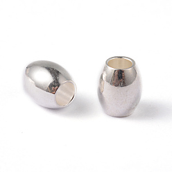 Серебро Овальные 202 шарики из нержавеющей стали, серебряный цвет гальваническим, 7x6 мм, отверстие : 3 мм